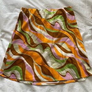 Retro print elastic waist skirt.size med